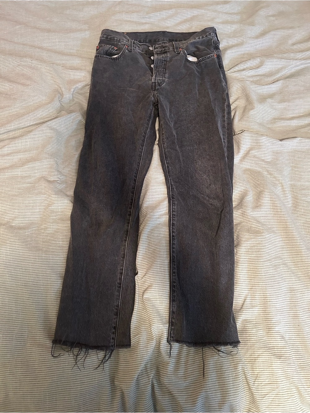 Washed Black Straight-Leg Women's Jeans